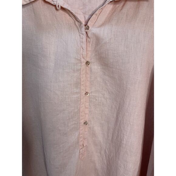 Eileen Fisher Irish Linen Popover Collared Tunic‎ Top Lagenlook Melon size Large - Picture 3 of 11